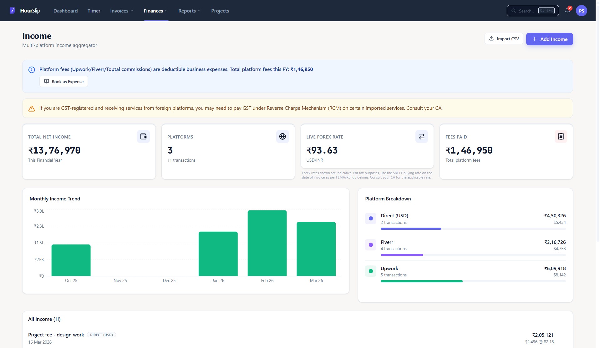 HourSlip Income Tracker