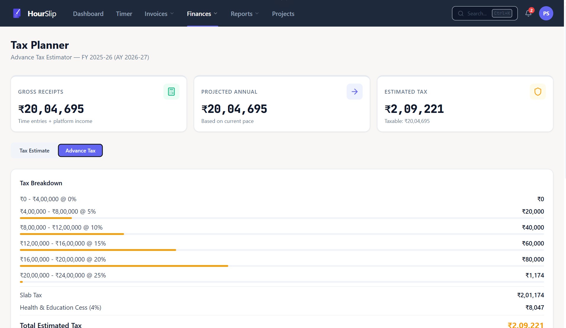 HourSlip Tax Planner